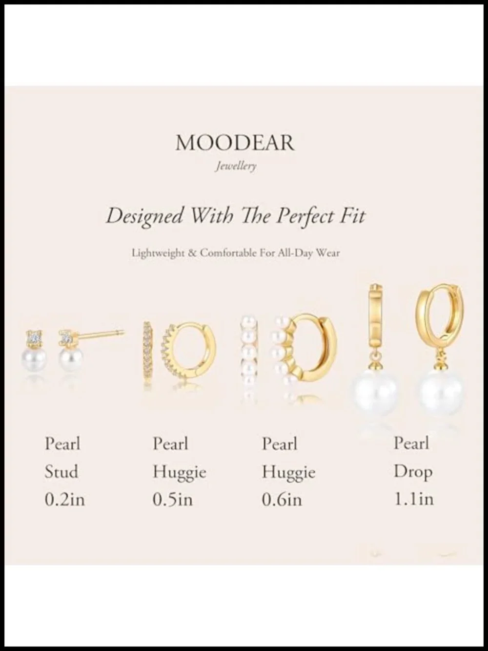 14K Plated Pearl Earring Stack Set - Hypoallergenic Lightweight for Women